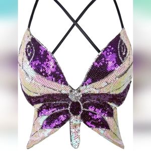 🦋 Purple Color Shift Sequin Butterfly Crop
